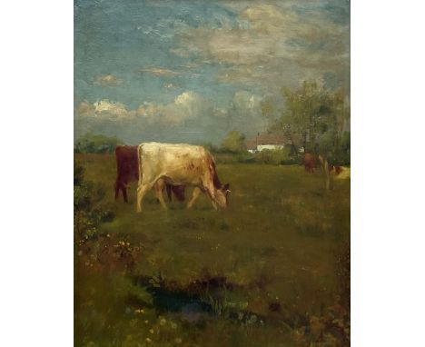 J Burns (Early 20th century): Cows Grazing, oil on canvas signed and dated 1905, 50cm x 40cmCondition Report:Very good condit