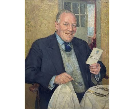 Arnold Henry Mason RA (British 1885-1963): 'The Optimist' - Portrait of H A Thompson, oil on canvas signed 90cm x 70cmProvena