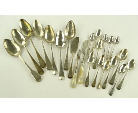 A group of 19th century silver flatware, 18 oz weighable.