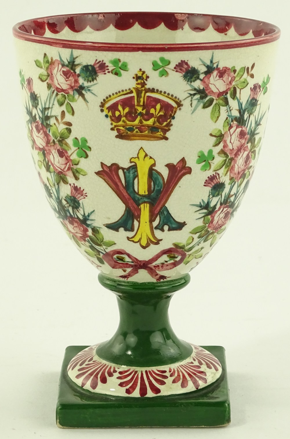 A Victorian Wemyss Pottery goblet commemorating Queen Victoria's