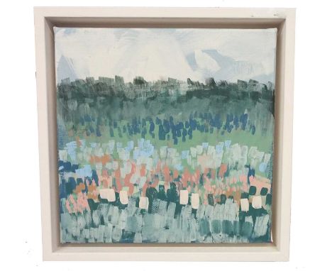 Claire Oxley (British, contemporary), "Early Summer Meadow", mixed media on canvas, signed, inscribed and dated 2022 on frame