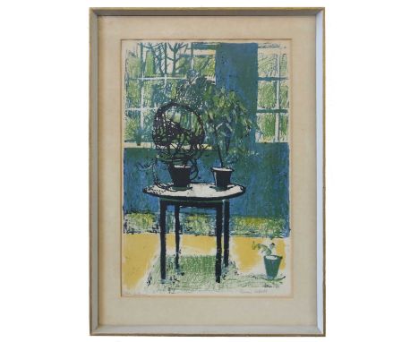 Edwin La Dell ARA (1914-1970), "Studio Plants / Interior", lithograph, signed in pencil, 59x39cm, framed and glazed. New Art 