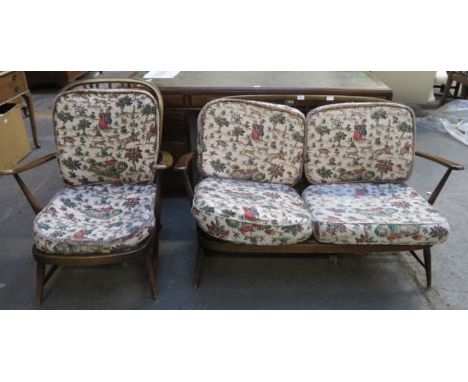 ERCOL SOFA SETTEE AND ARMCHAIR 