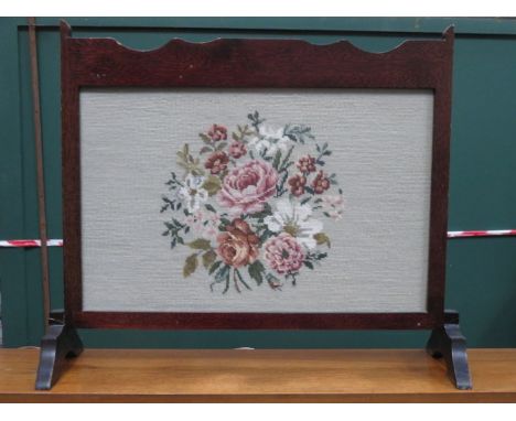 MAHOGANY EMBROIDERED FIRESCREEN 