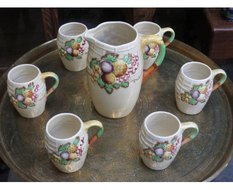 ROYAL STAFFORDSHIRE BY A J WILKINSON RELIEF DECORATED CERAMIC LEMONADE SET 