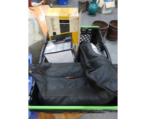 MIXED LOT INCLUDING CAMERA AND ACCESSORIES, TRI-POD AND CAMCORDER. 