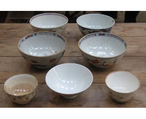 MIXED LOT OF VARIOUS 18th/19th CENTURY ORIENTAL CERAMIC BOWLS, VARIOUS SIZES AND DESIGNS (MOSTLY AT FAULT) 