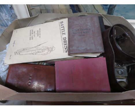 COLLECTION INCLUDING SCOTTISH HIGHLAND GENTS SPORRANS, BELTS, GERMAN ARMY HANDBOOK PLUS SMALL STORAGE BOXES, ETC. 