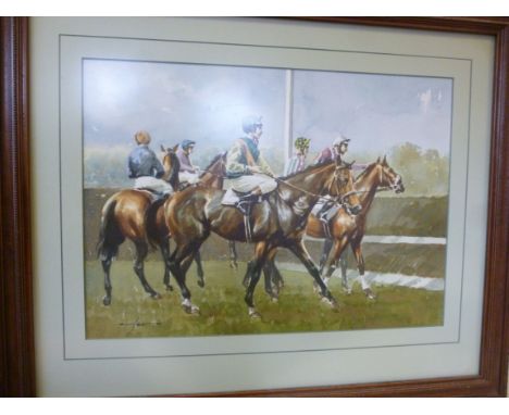 Graham Isom - 'Sport of Kings'  watercolour  bears a signature  10'' x 14'' in a glazed mahogany frame