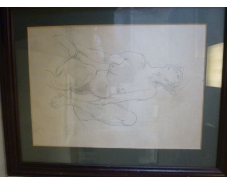 Attributed to A John - a female nude  pencil sketch  bears a signature  11'' x 8'' in a glazed frame