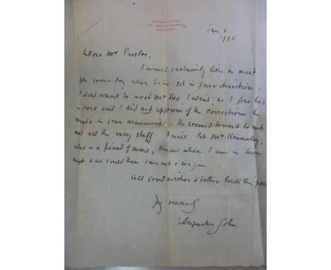 A handwritten letter on printed notepaper, headed Fryern Court, Nr Fordingbridge, Salisbury, dated Jan 3rd 1935 - the text 'D