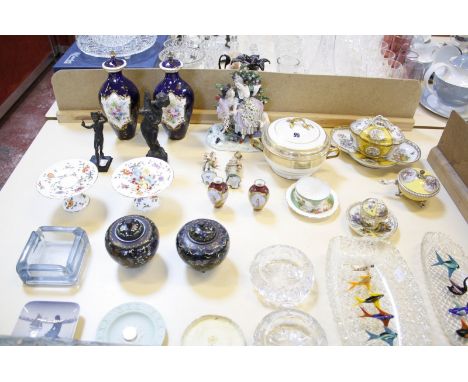 A selection of ceramic items, to include a pair of Royal Crown Derby vases with covers (one AF), a pair of miniature Vienna v