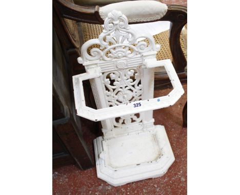 A Victorian cast iron stick stand, painted white, Serial No R8270 No 98 to base. Best Bid