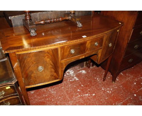 A reproduction mahogany bowfront sideboard 123cm wide, plus a 19th Century mahogany pembroke table with one frieze drawer 75c