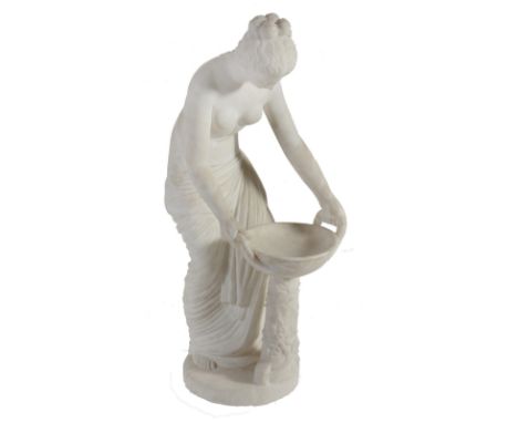 An Italian sculpted alabaster model of a maiden, in the Neoclassical style, late 19th century, portrayed standing and leaning