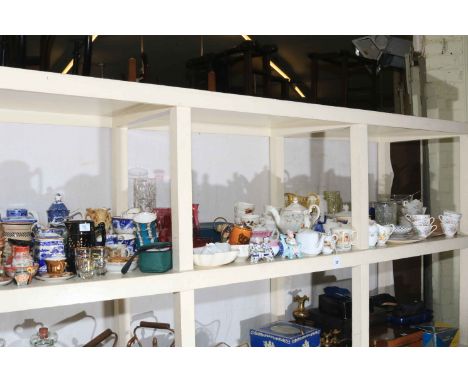 Collection of china and glass including teawares, Ringtons caddy, ruby glass, commemorative china, etc.
