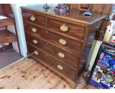 Georgian mahogany chest of two short above three long graduated drawers on bracket feet, 98cm by 110cm by 51cm.