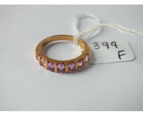 18ct 7 stone pink sapphire half hoop ring – size N – 4.4gms   