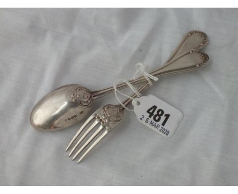 Child’s Victorian spoon and fork – 1872 by GA – 55gms   