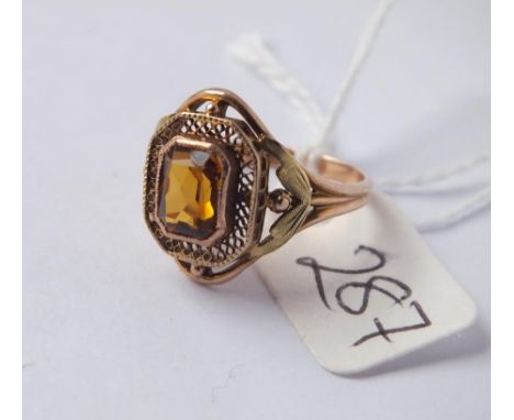 10ct fancy yellow stone ring approx. size L 2.7g inc    