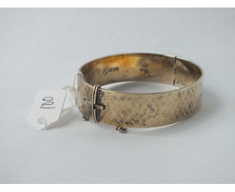 22ct gold on heavy silver wide bangle 44g     