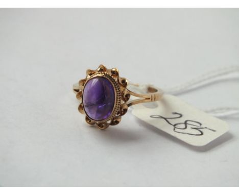 9ct amethyst ring approx. size P 2.9g inc     