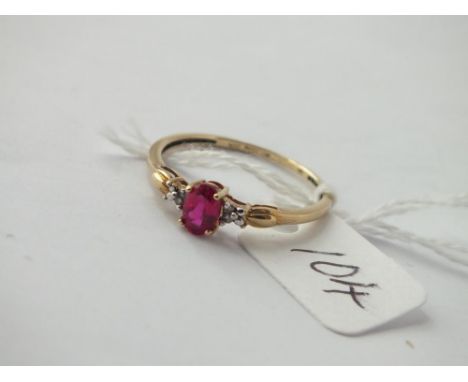 9ct ruby &amp; diamond ring approx. size T     
