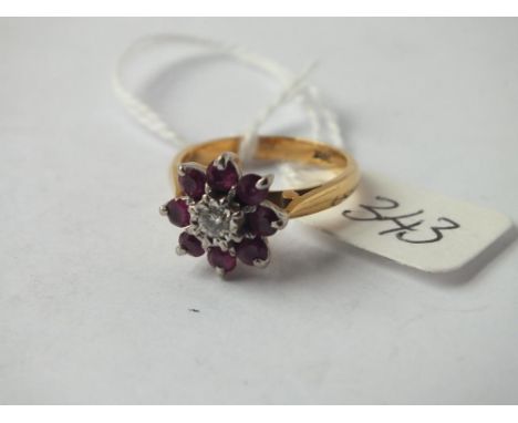 18ct ruby &amp; diamond cluster ring approx. size L    