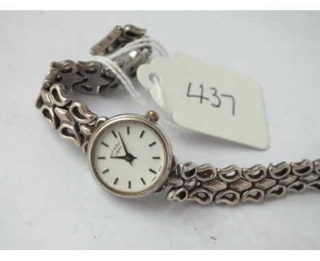 Ladies silver Rotary wrist watch complete with silver link strap  