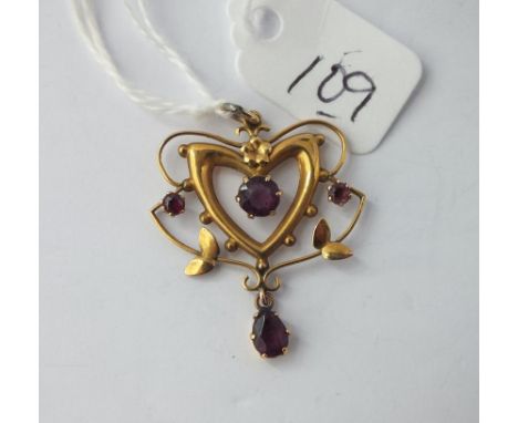 9ct art nouveau amethyst pendant 1.4g inc     