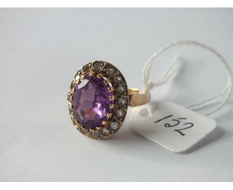 18ct large amethyst cluster dress ring – size M     