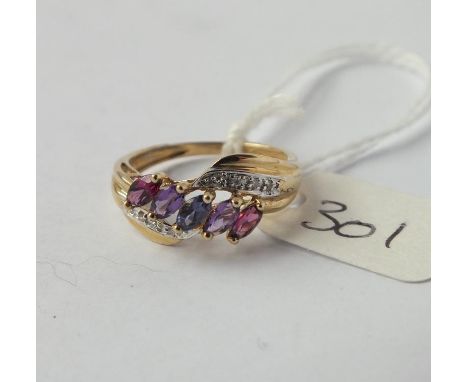 9ct amethyst &amp; diamond dress ring approx. size N    