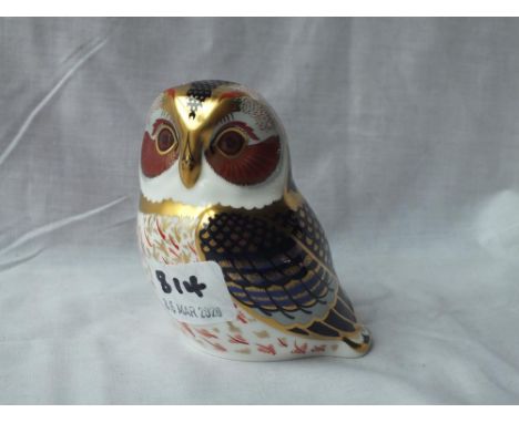Perched owl with gold button – 3.5” high     