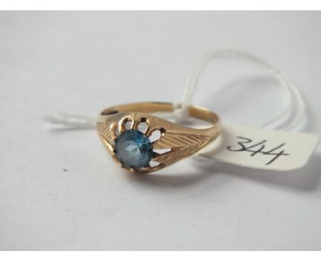 9ct blue stone dress ring approx. size T     