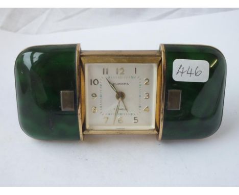 Green cased EUROPA travelling bedside clock    