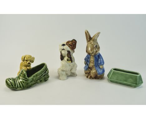 Sylvac Collection of Hand Painted Figures ( 4 ) In Total. Comprises 1/ Wally The Rabbit. 6.5 Inches High. 2/ Patch The Terrie