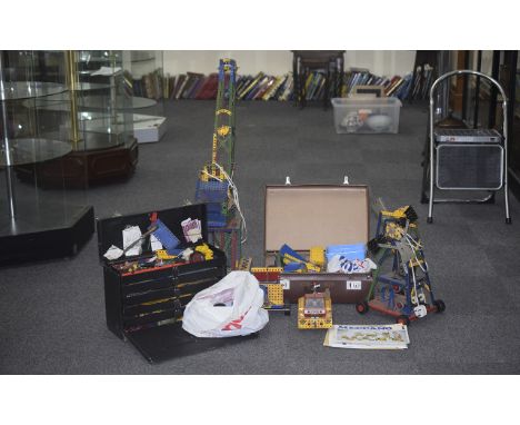 Large Collection of Meccano including large built crane and windmill, Crane measures 42 inches high. Plus a quantity of tools