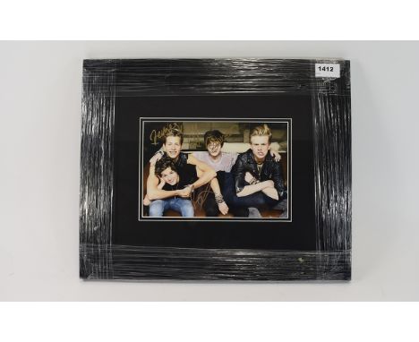 Boy Band Pop Interest. Signed photo of Boy Band The Vamps. Black frame & glazed. Ideal collectors for charity auction item. O