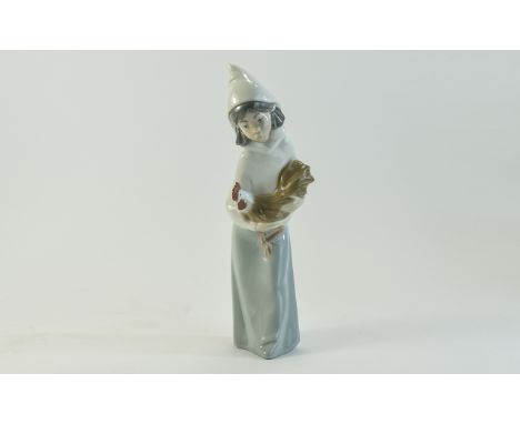 Lladro Figure ' Young Girl with Chicken ' Model No 4677. Retired. Height 8 Inches. Mint Condition. 