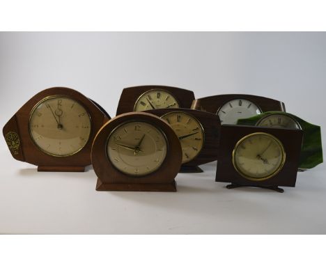A Collection Of 8 Mantel Clocks, Various Makes To Include Smiths, Westclox, Metamec, Columbia etc Mostly Manual Wind, Mid To 