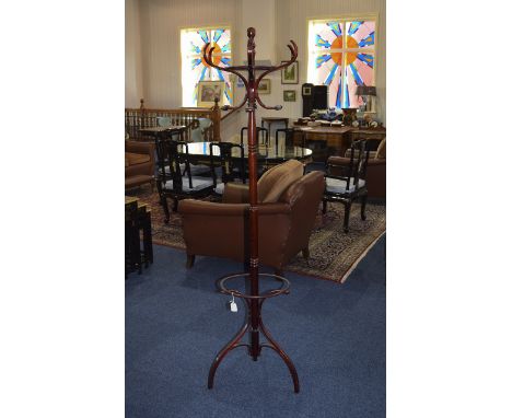 Antique Mahogany Bentwood Coat and Hat Stand. Height 6 Feet 3 Inches High. Nice Quality and Condition. 