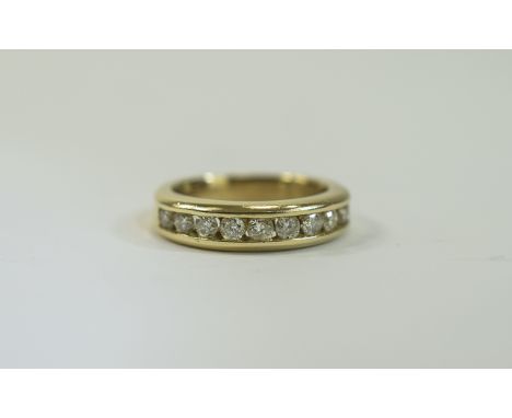 18ct Gold Set 1/2 Eternity Diamond Ring. Fully Hallmarked. 50 pts of Diamonds and of Good Colour. Fully Hallmarked. 4 grams. 