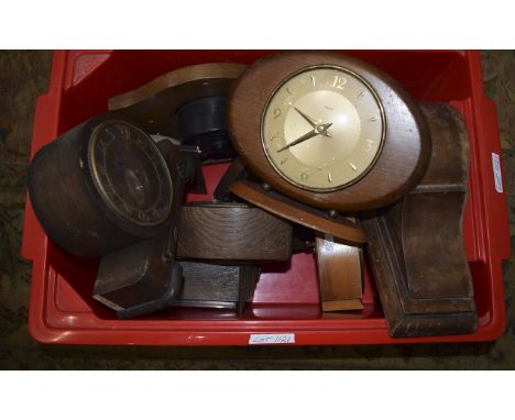A Collection Of 12 Mantel Clocks, Various Makes To Include Smiths, Temco, Westclox etc Mostly Manual Wind, Mid To Late 20thC 