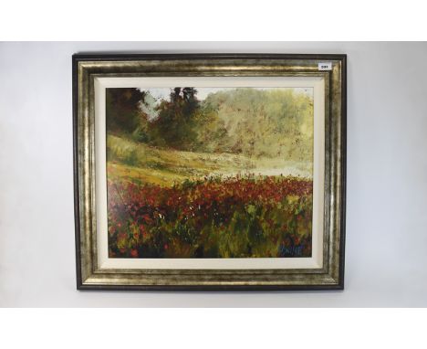 Timmy Mallett signed limited edition Print. Poppy Field Landscape. Numbered 38/100, signed to reverse. 20" x 24"