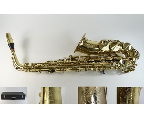 Henri Selmer / Paris Gold Lacquer Mark VII Saxophone with Mother of Pearl Keys, Floral Engraving to Bell, Marked Model Mark V