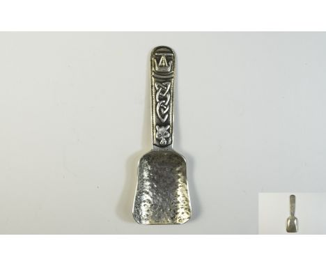 Scottish Celtic Caddy Spoon with Celtic Symbols to Handle. Marked CAI. Sterling Scotland. Length 3.5 Inches. 
