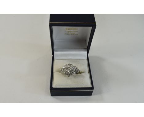 Ladies - Top Quality 18ct Gold Diamond Set Cluster Ring. Est Diamond Weight 2.0 cts + And Est Centre Stone 46 - 50 pts. Est C