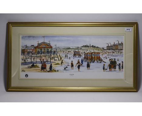 Framed Coloured Limited Edition Print entitled ' The Seaside' by Alan Tortice. Mounted and behind glass. Overall size 31 by 1