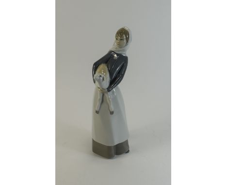 Lladro - Retired Figure ' Girl with Lamb ' Model No 4584. Issued 1969, Retired 1993. Height 11.25 Inches. Mint Condition. 