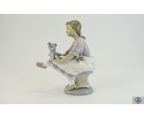 Lladro Collectors Society Members Only Figurine ' Best Friend ' Girl with Teddy Bear ' Model No 7620. Issued 1993 Only. Sculp